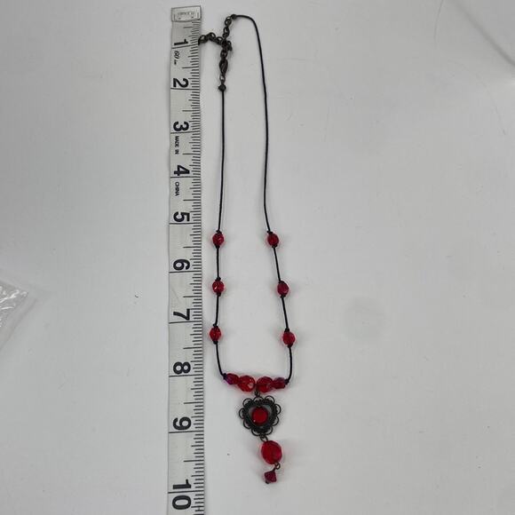 Vampire goth whimsygoth Robert Rose red heart beaded necklace - Picture 6 of 6